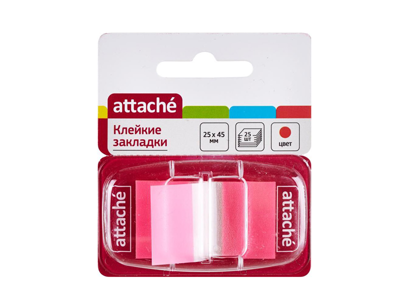 Стикеры Attache 25x45mm 25 листов Pink 166084