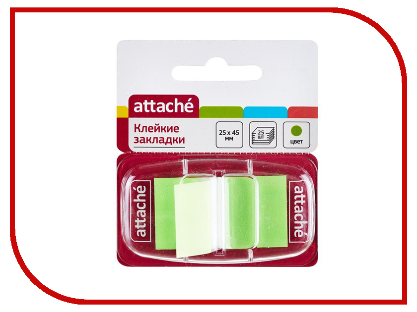 

Стикеры Attache 25x45mm 25 листов Green 166082, 166082