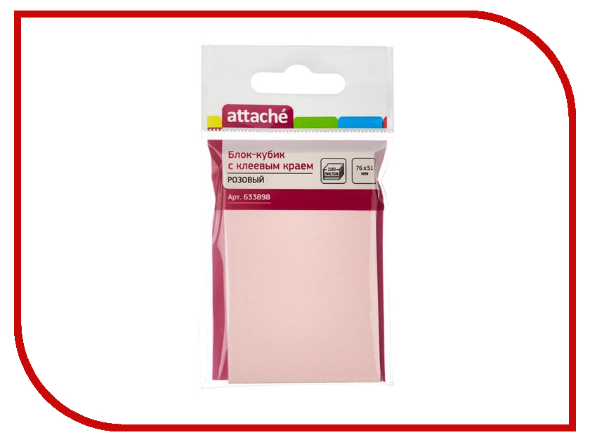 

Стикеры Attache 76x51mm 100 листов Pink 633898, 633898