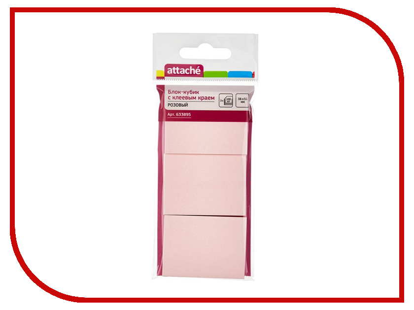 

Стикеры Attache 38x51mm 300 листов Pink 633895, 633895