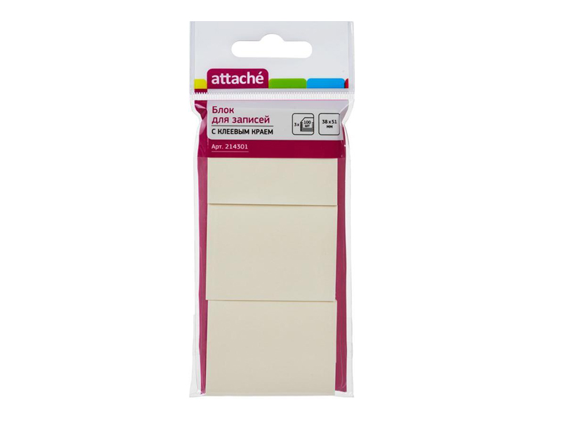 

Стикеры Attache 38x51mm 300 листов Yellow 214301, 214301