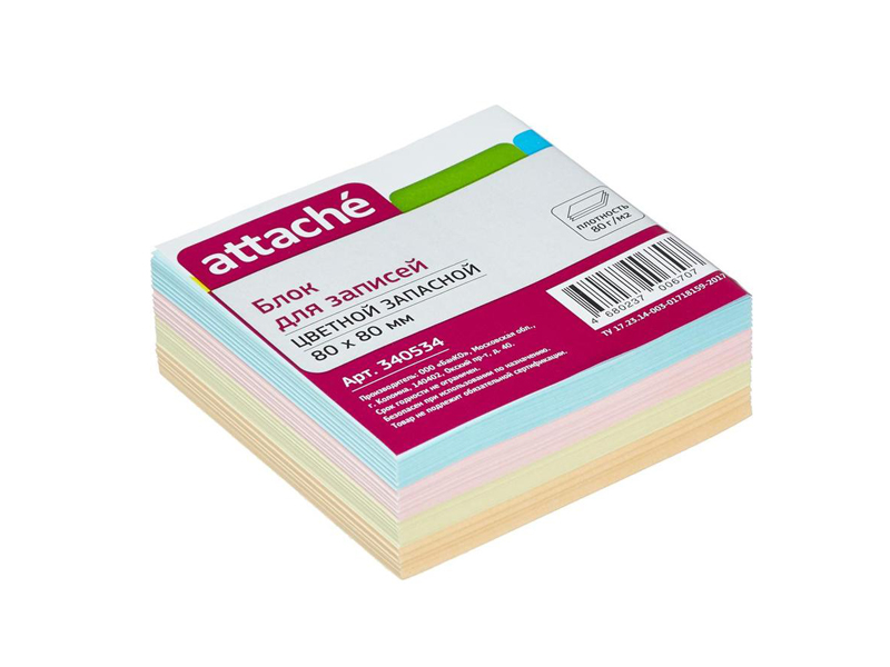 

Стикеры Attache 80x80mm Colorful 340534, 340534