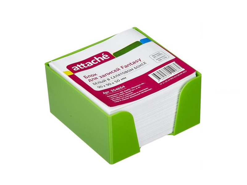 

Стикеры Attache Fantasy 90x90x50mm Light Green-White 354654, 354654