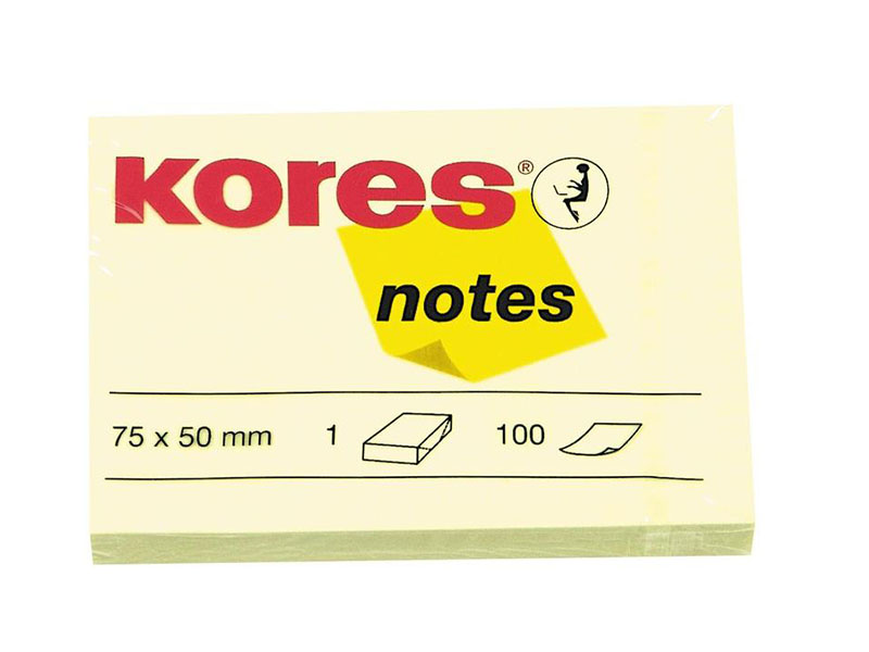 

Стикеры Kores 75x50mm 100 листов Yellow 56395, 56395