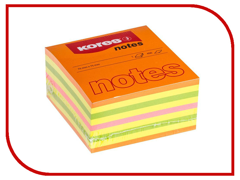 

Стикеры Kores 75x75mm 450 листов 4 цвета 323476, 323476