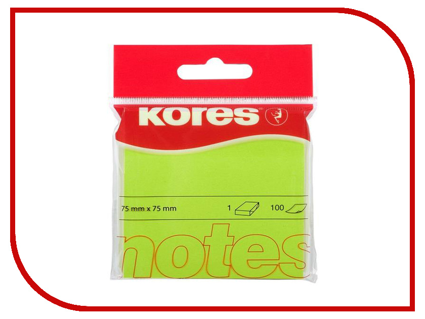 

Стикеры Kores 75x75mm 100 листов Neon Green 330458, 330458