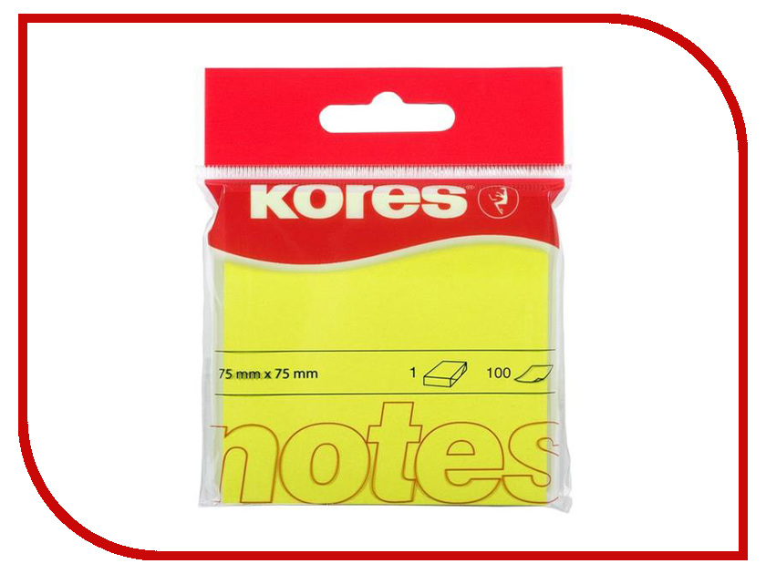 

Стикеры Kores 75x75mm 100 листов Neon Yellow 330460, 330460