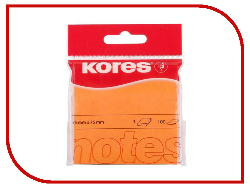 

Стикеры Kores 75x75mm 100 листов Neon Orange 330459, 330459