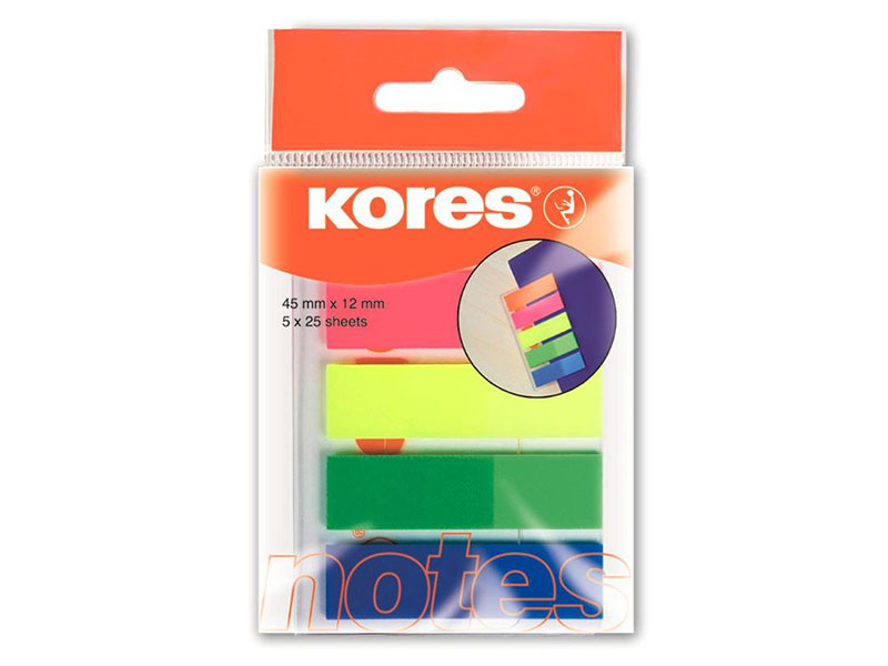 

Стикеры Kores Film 12x45mm 125 листов 5 цветов 62860, 62860