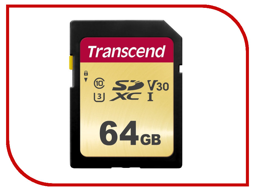 фото Карта памяти 64Gb - Transcend 500S SDXC I Clase 10 UHS-I U3 V30 TS64GSDC500S