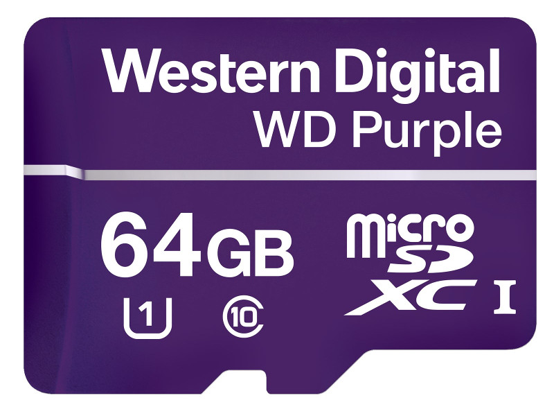 

Карта памяти 64Gb - Western Digital Purple microSDXC Class 10 UHS U1 WDD064G1P0A, 64Gb