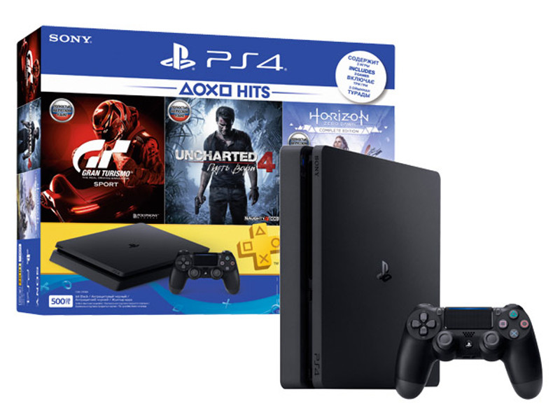 

Игровая приставка Sony PlayStation 4 500Gb Slim CUH-2208A + Horizon Zero Dawn + Gran Tourismo + Uncharted 4 + PS Plus 3 месяца