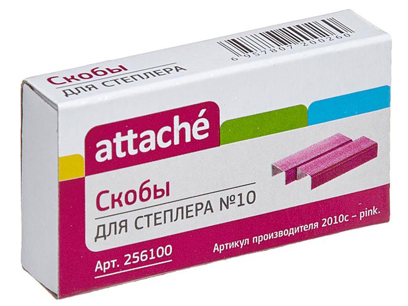 

Скобы для степлера Attache №10 1000шт Pink 256100, №10