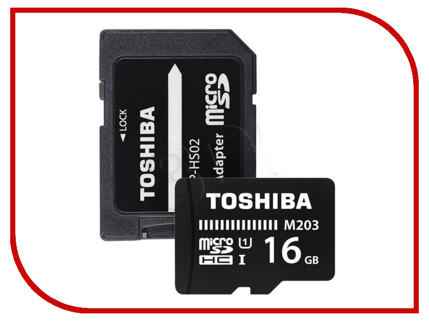 фото Карта памяти 16Gb - Toshiba MicroSDHC Class 10 THN-M203K0160EA с переходником под SD
