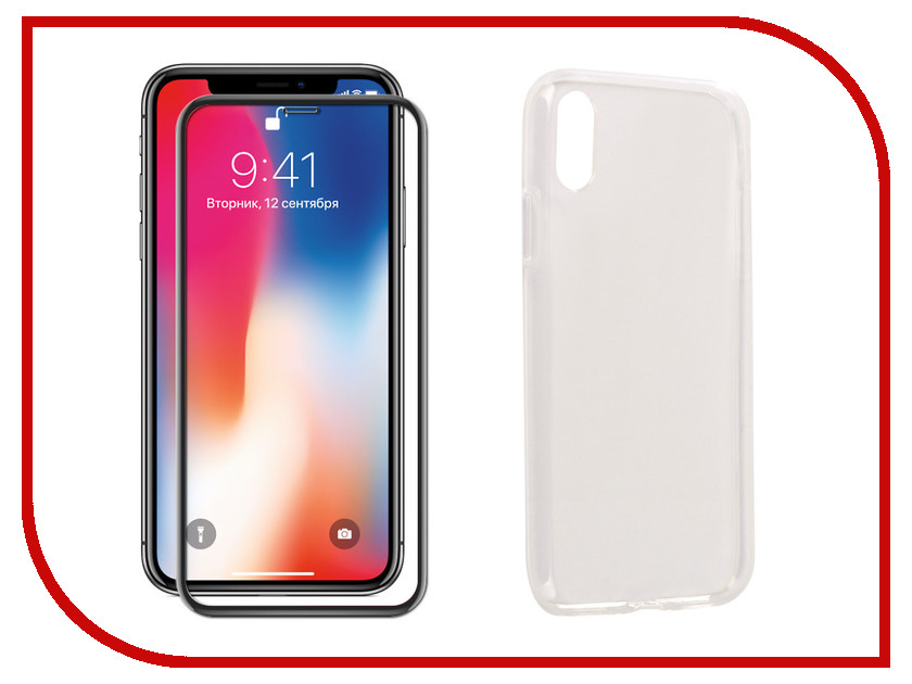 

Аксессуар Защитное стекло + накладка Innovation для APPLE iPhone X 5D Lux Black 11696, 19710000