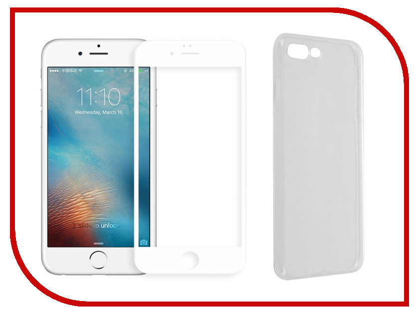 

Аксессуар Защитное стекло + накладка Innovation для APPLE iPhone 7 Plus / 8 Plus 5D Lux White 11703, 19770000
