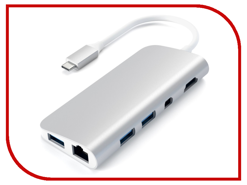 фото Хаб USB Satechi Aluminum Type-C Multimedia Adapter Silver ST-TCMM8PAS