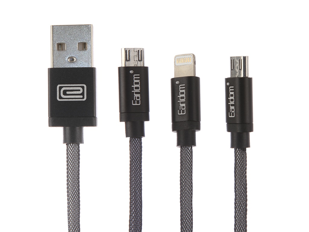 

Аксессуар Earldom ET-887 USB - microUSB/Lightning 8pin/30pin Black, ET-887