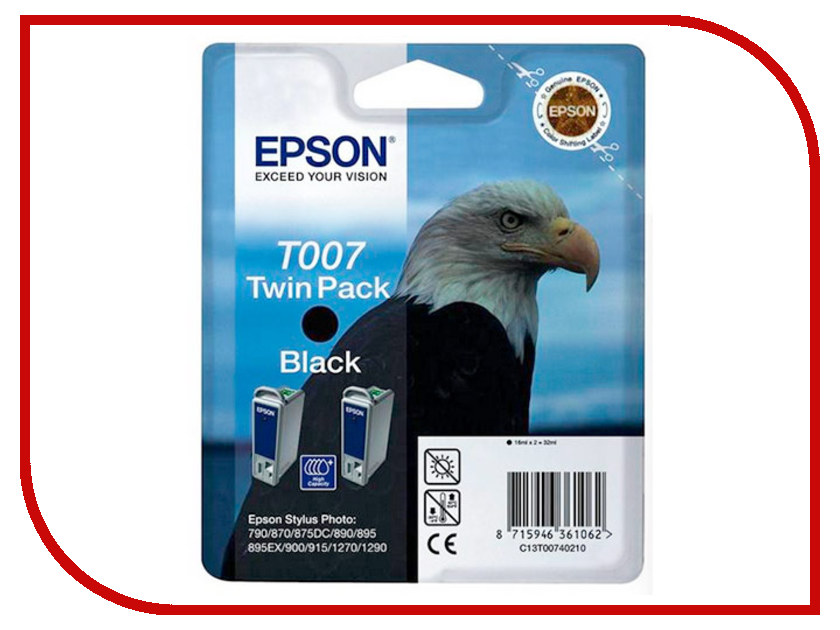 

Картридж Epson T007 C13T00740210 для Stylus Photo 790/870/890/895/900/915/1270/1290, C13T00740210