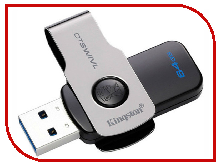 фото USB Flash Drive 64Gb - Kingston DataTraveler Swivl USB 3.0 Metal DTSWIVL/64GB