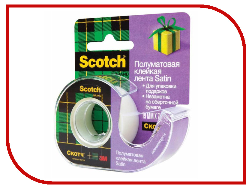 

Клейкая лента 3M Scotch Satin 19mm x 7.5m на диспенсере Полуматовая