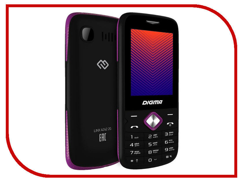 

Сотовый телефон Digma Linx A242 2G Black-Purple, Linx A242 2G