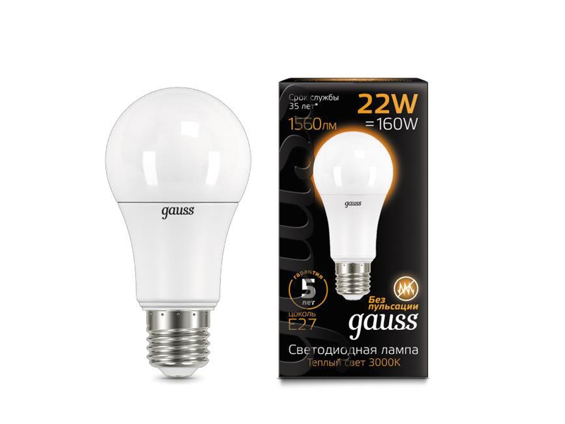 

Лампочка Gauss LED E27 A70 22W 3000K 102502122, LED A70 22W E27 3000K
