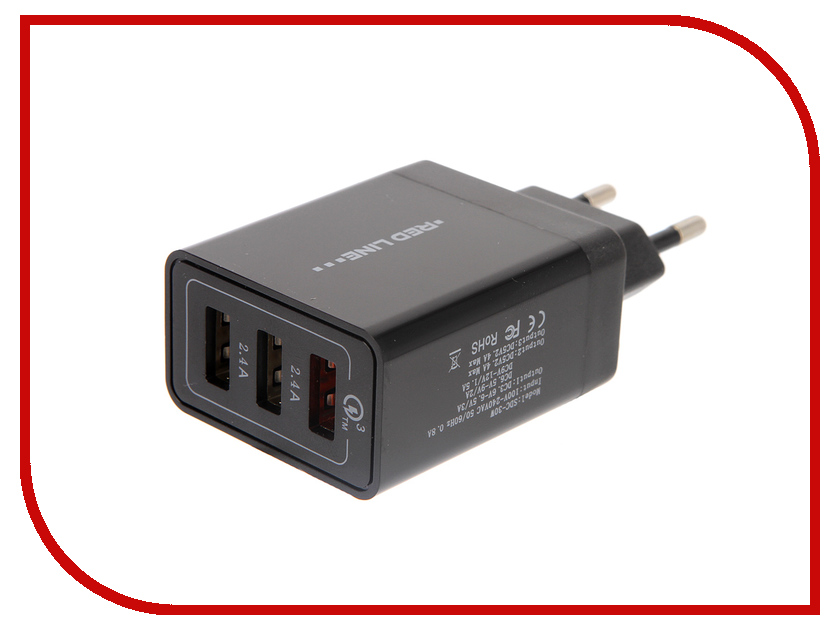 

Зарядное устройство Red Line NQC-3A Tech 3xUSB QC 3.0 Black УТ000015765, NQC-3A