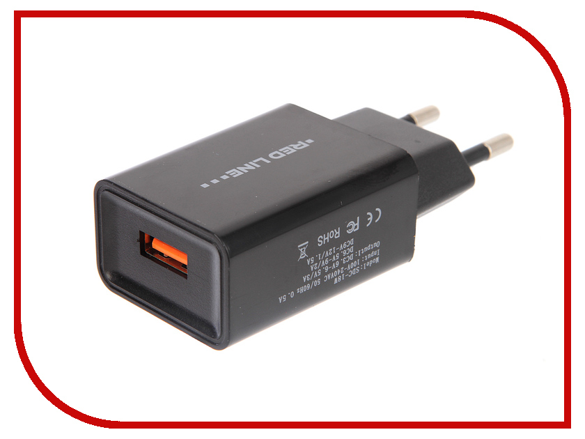 

Зарядное устройство Red Line NQC1-3A Tech USB QC 3.0 Black УТ000015768, NQC1-3A