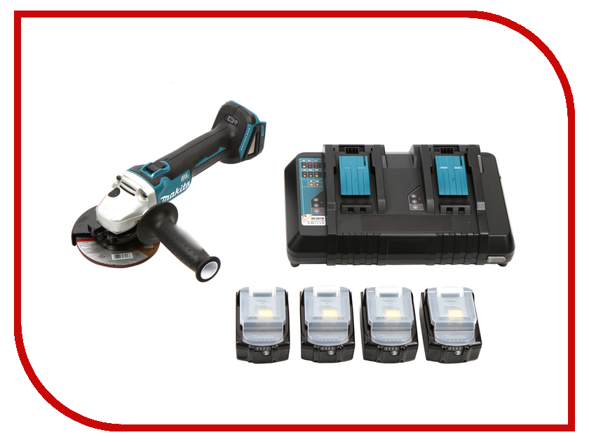

Шлифовальная машина Makita DGA504Z + Аккумулятор BL1850B Li-ion 18V 5Ah х4шт + ЗУ DC18RD + Кейс MakPac 199227-8, 199227-8