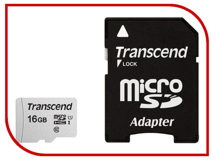 фото Карта памяти 16Gb - Transcend 300S MicroSDHC Class 10 UHS-I TS16GUSD300S-A