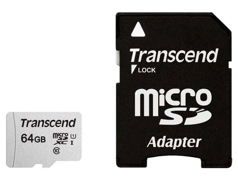 Карта памяти 64Gb - Transcend 300S MicroSDHC Class 10 UHS-I TS64GUSD300S-A transcend microsdhc 300s 16gb