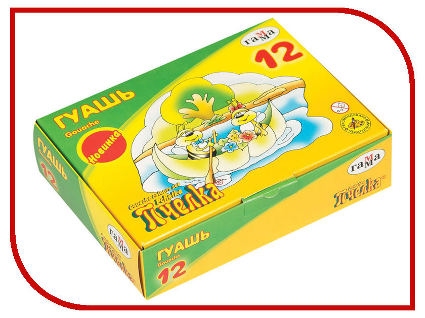 

Гуашь Гамма Пчелка 12 цветов 20ml 221014_12, 221014_12