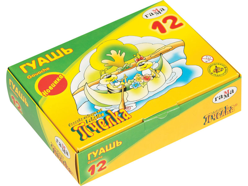 

Гуашь Гамма Пчелка 12 цветов 20ml 221014_12, 221014_12