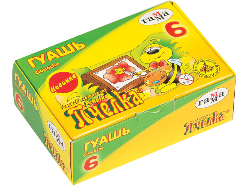

Гуашь Гамма Пчелка 6 цветов 20ml 221014_6, 221014_6