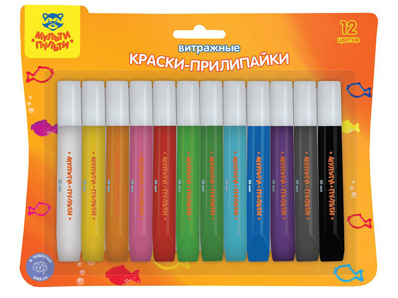 

Краски витражные Мульти-пульти Приключения Енота 12 цветов WP_14648, WP_14648