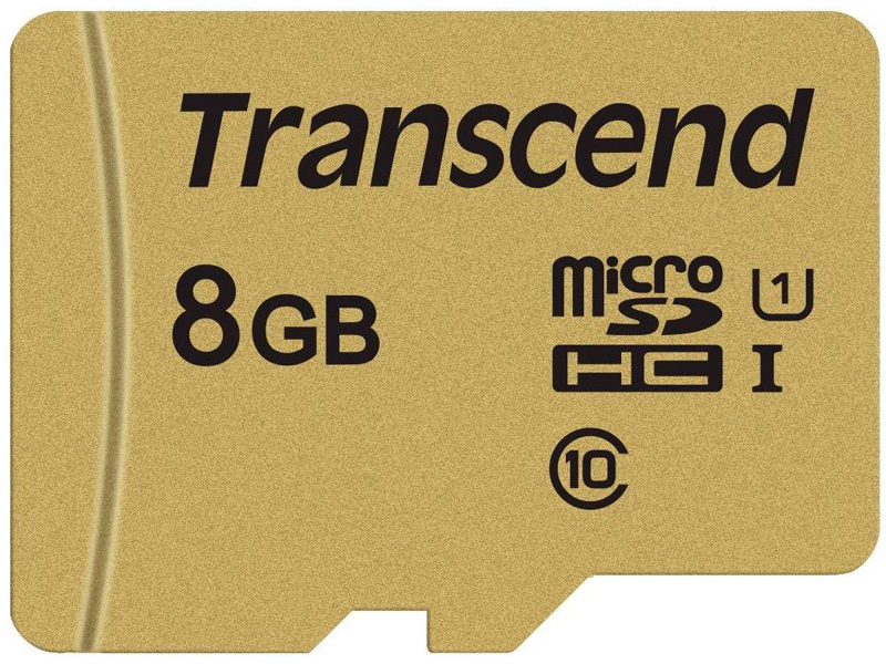 фото Карта памяти 8Gb - Transcend - Micro Secure Digital HC UHS-I U3 Class 10 TS8GUSD500S с переходником под SD