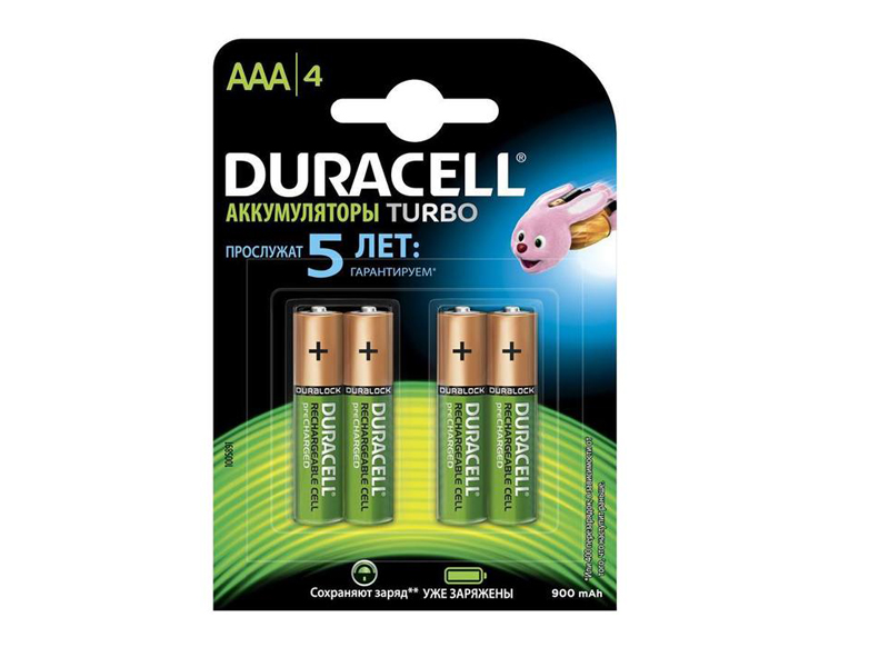 

Аккумулятор AAA - Duracell HR03 900 mAh BL4 (4 штуки)