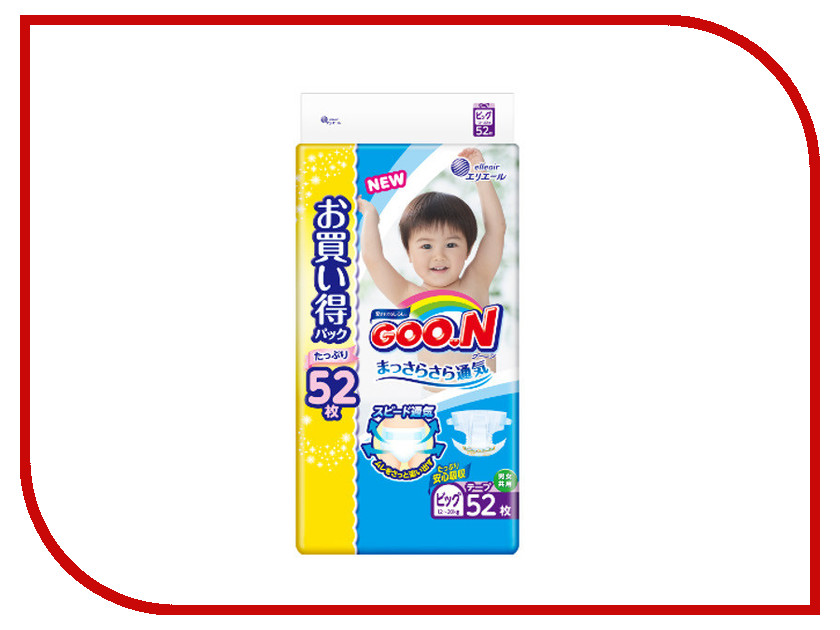

Подгузники Goo.N Ultra Jumbo Pack 12-20кг XL 52шт 4902011855043, 4902011855043