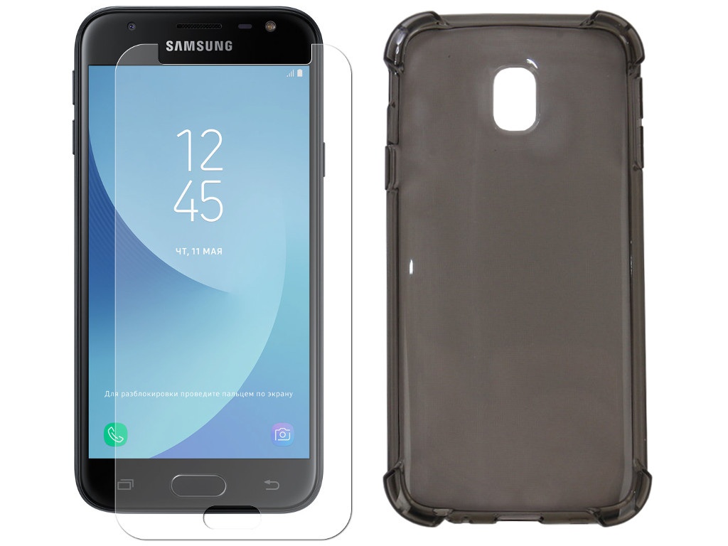 

Аксессуар Чехол + защитное стекло Innovation для Samsung Galaxy J3 2017 Silicone Black 11795, 11795