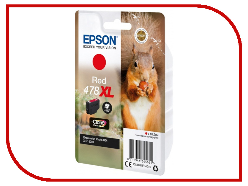 

Картридж Epson 478XL Red C13T04F54020 для XP-15000, 478XL