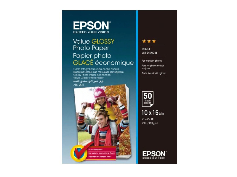 

Фотобумага Epson Value Glossy Photo Paper 183g/m2 10x15cm 50 листов C13S400038, C13S400038