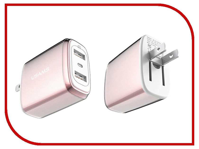 

Зарядное устройство USAMS US-CC004 U2 Plus Dual USB Rose Gold, US-CC004 U2 Plus