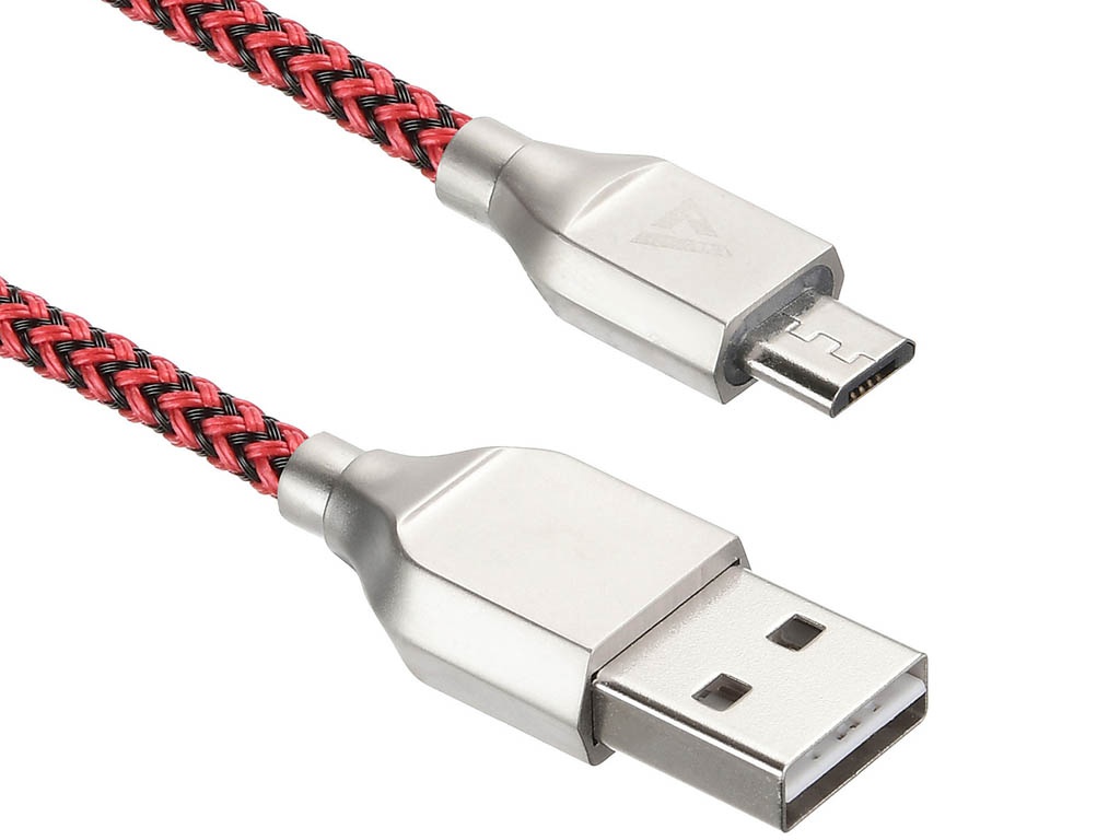 фото Аксессуар ACD Titan MicroUSB - USB A 1.0m Red-Black ACD-U927-M1R