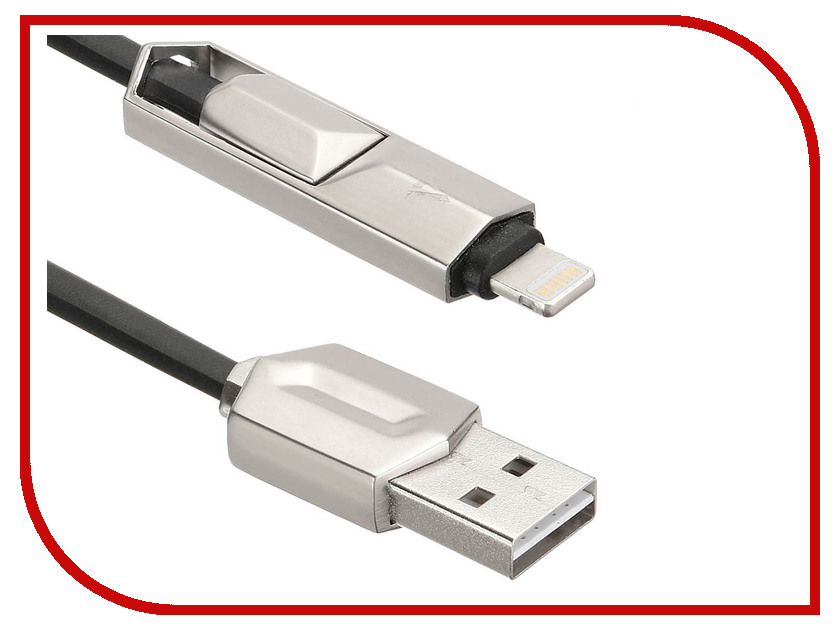 фото Аксессуар ACD Dual 2в1 Lightning/MicroUSB - USB A TPE 1.0m Black ACD-U924-PMB