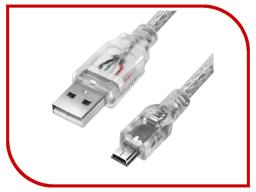 фото Аксессуар Greenconnect Premium USB 2.0 AM - Mini 5pin 0.3m Transparent GCR-UM1M5P-BB2S-0.3m