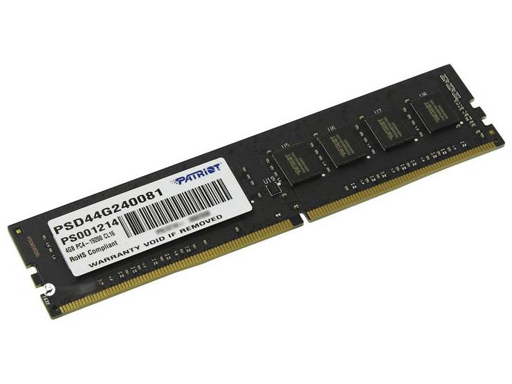 Модуль памяти Patriot Memory PSD44G240081 DDR4 DIMM 2400Mhz PC4-19200 CL16 - 4Gb exegate value 4gb ddr4 pc4 19200 ex283084rus