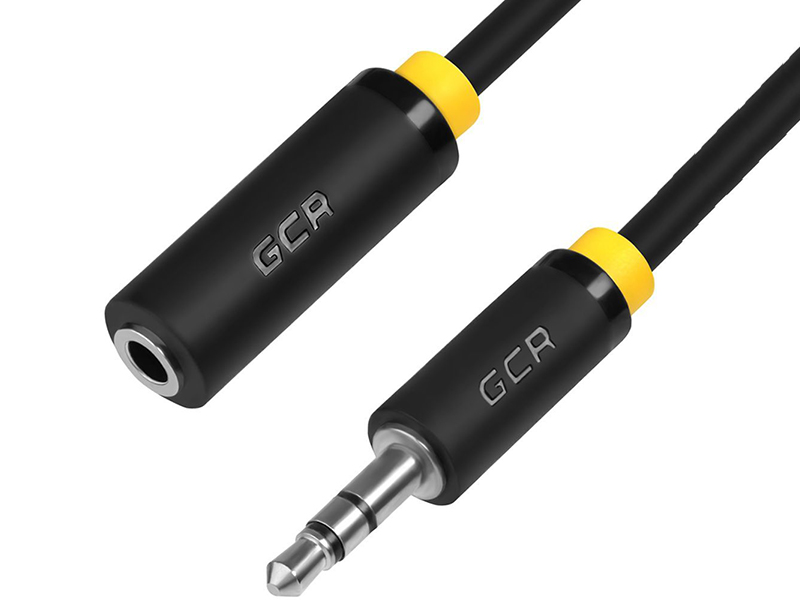 Аксессуар GCR Premium 3.5 Jack M - 3.5 Jack F 1.0m Black-Yellow Premium GCR-STM1114-1.0m