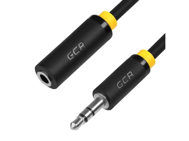 фото Аксессуар Greenconnect 3.5 Jack M - 3.5 Jack F 1.5m Black-Yellow GCR-STM0114-1.5m