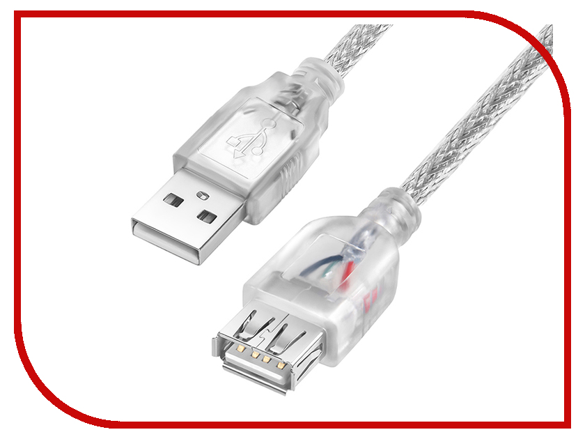 фото Аксессуар Greenconnect USB 2.0 AM - AF 1.5m Transparent GCR-UEC2M-BB2S-1.5m